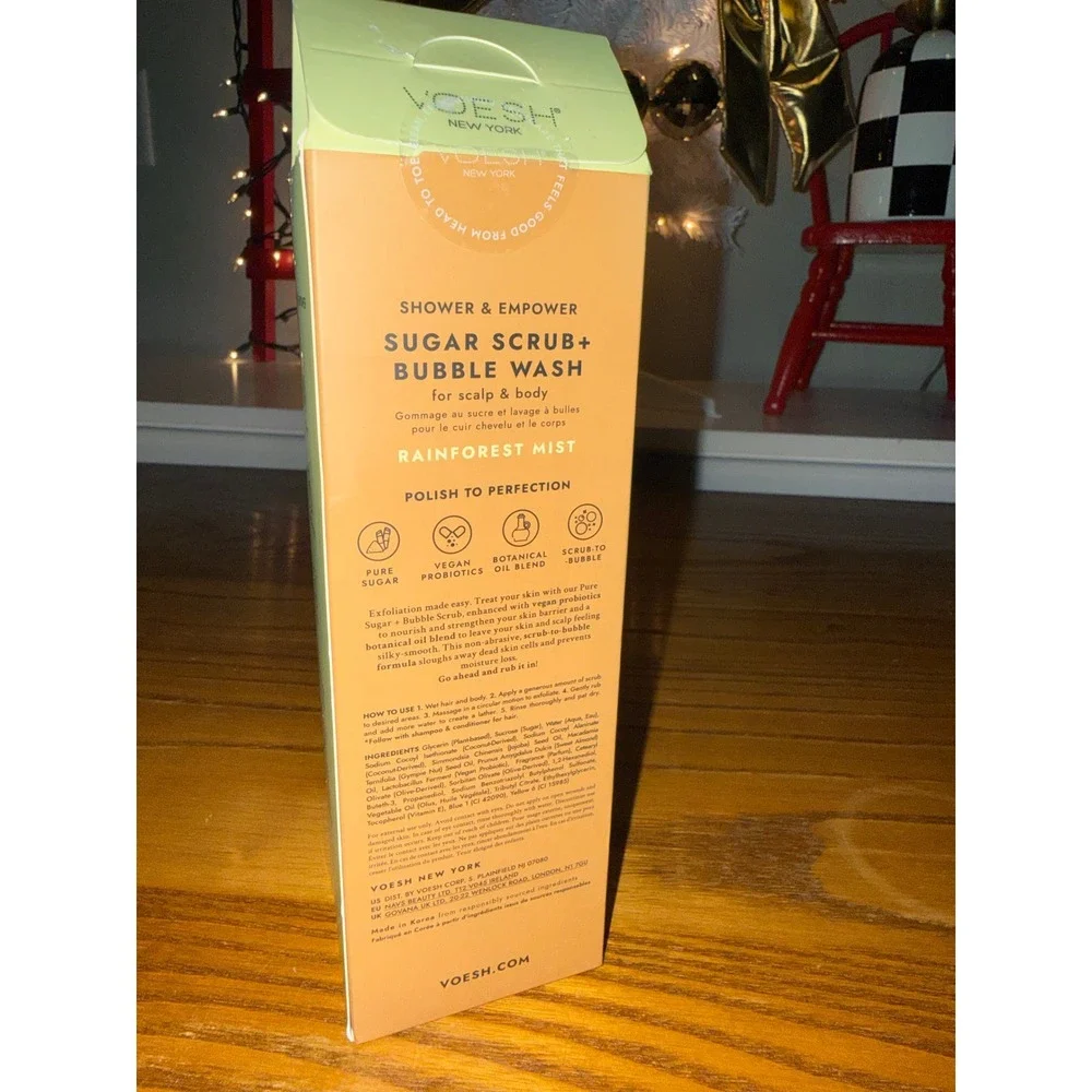 VOESH New York‎ Sugar Scrub Bubble Wash Rainforest Mist Vegan Scalp Body 7.4 oz